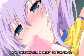 Petite whore in uniform is sucking an erect penis in a hentai